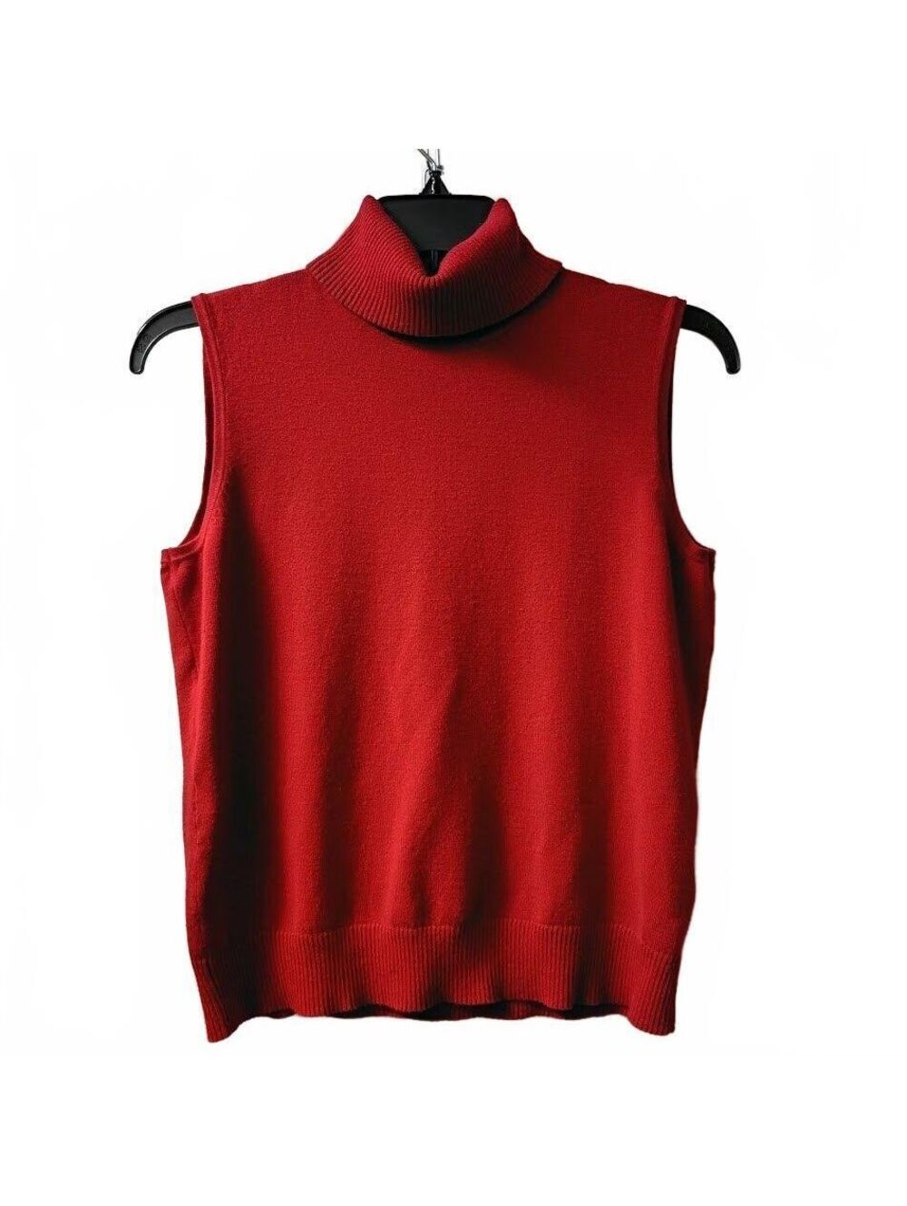 Cable & Gauge Women's Red Sleeveless Turtleneck Sweater Vest Size M